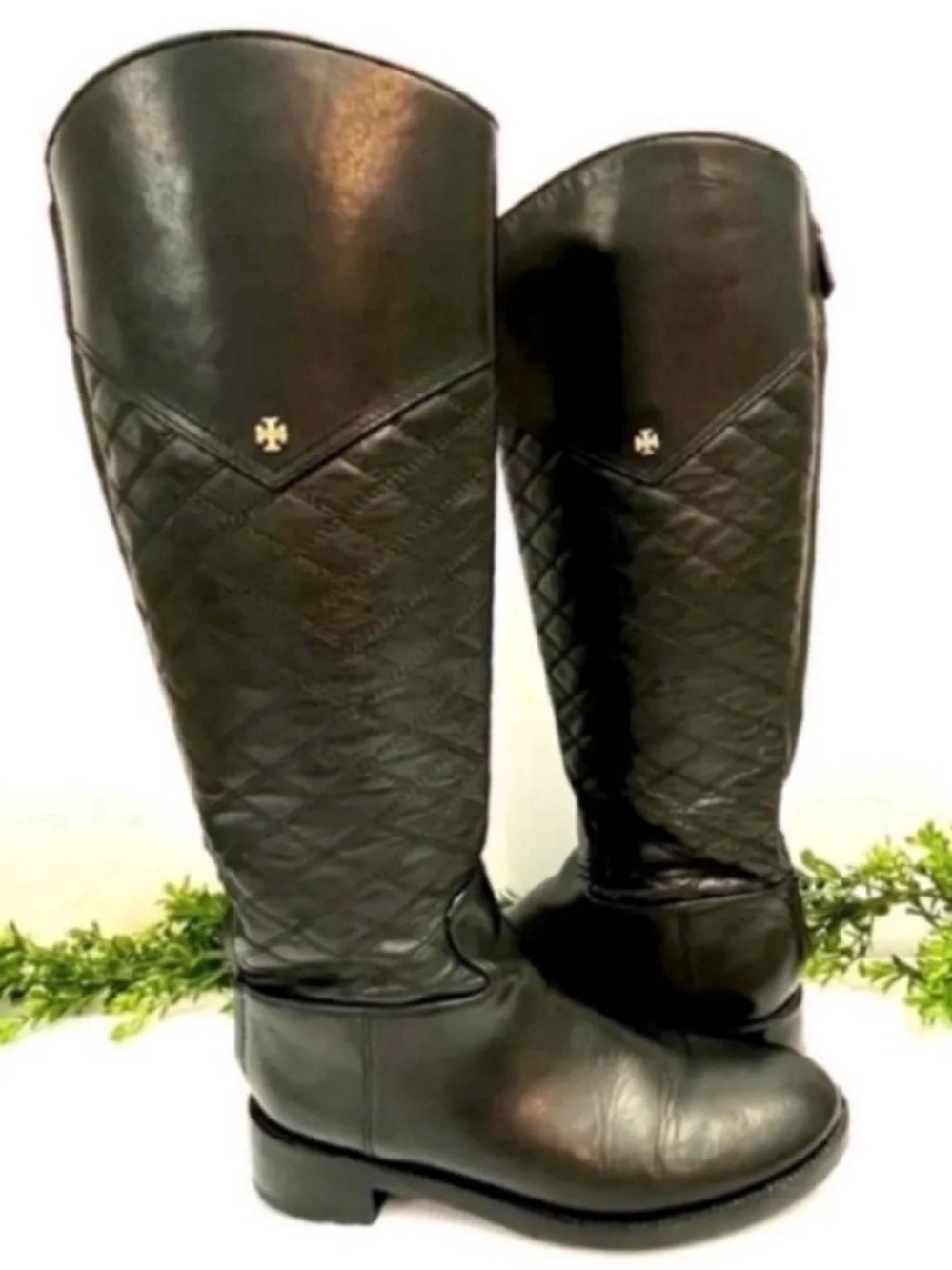 Tory Burch Claremont Black Quilted Over-the-Knee Riding Boots Size 8